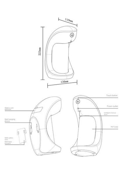 500ML Plastik Sabun Dağıtıcı, Temassız Otomatik Sıçrama Geçirmez Su Geçirmez Akıllı El Dezenfektan Dağıtıcı (Yurt Dışından) fiyatları