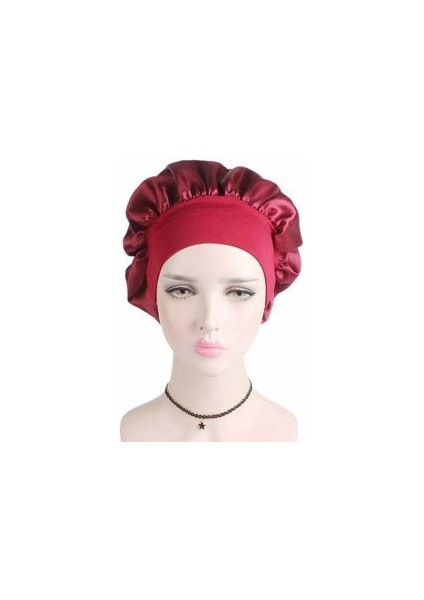 Ipek Gece Uyku Kap Saç Bonnet Şapka Kafa Kapak Saten Geniş Elastik Bant Ayarlamak (Siyah) (Yurt Dışından) fiyatları