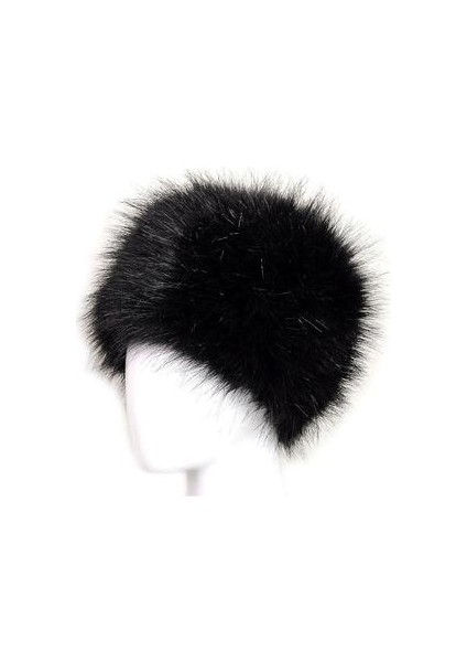 Lady Faux Fox Kürk Kazak Tarzı Kış Sıcak Şapkalar (Siyah) (Yurt Dışından)