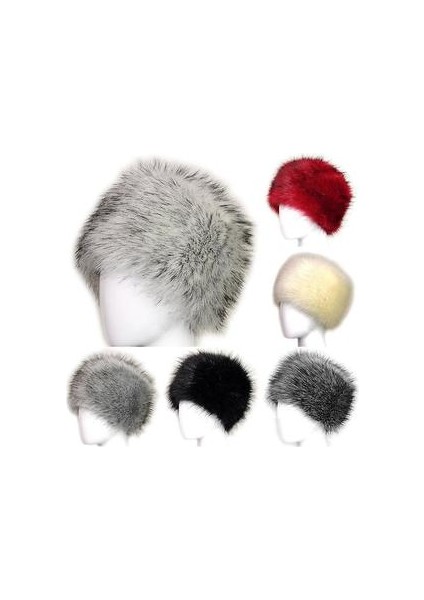 Lady Faux Fox Kürk Kazak Tarzı Kış Sıcak Şapkalar (Siyah) (Yurt Dışından)