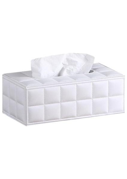 1 Adet Basit Pu Doku Kutusu Dikdörtgen Kağıt Havlu Tutucu Masaüstü Napkin Depolama Konteyner Ev Ofis Için (Boyut L Beyaz) | Doku Kutuları (Yurt Dışından)