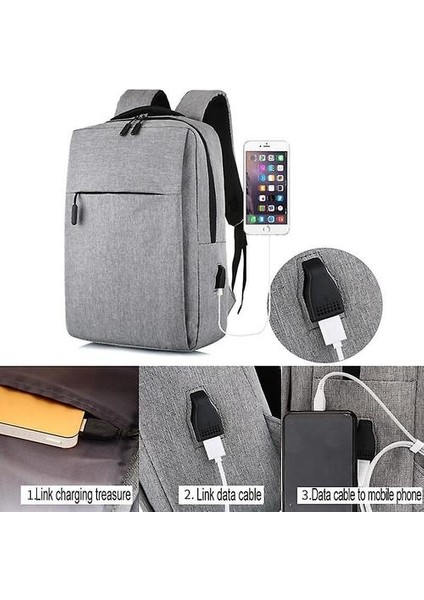 USB Anti Hırsızlık Erkekler / Kadınlar Seyahat Sırt Çantası (Gri) (Yurt Dışından) modelleri