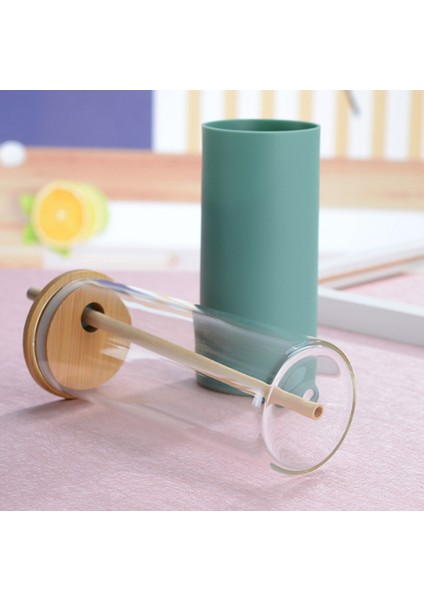 Taşınabilir Cam Kahve Fincanı Kupalar Yaratıcı Açık Seyahat Kahve Fincanları Bambu Kapaklı Su Şişesi Saman Isıya Dayanıklı Cam Bardaklar | Çay Bardağı (Camgele) (Yurt Dışından) fırsatları