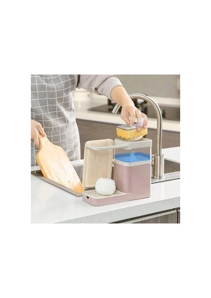 800 ml Yeni Sabun Pompası Dağıtıcı Sünger Tutucu ile Temizleme Sıvı Dispenser Konteyner Basın Sabun Organizatör Mutfak Temizleyici Araçları | Raflar ve Amp;sahipler (Pembe) (Yurt Dışından) fiyatları