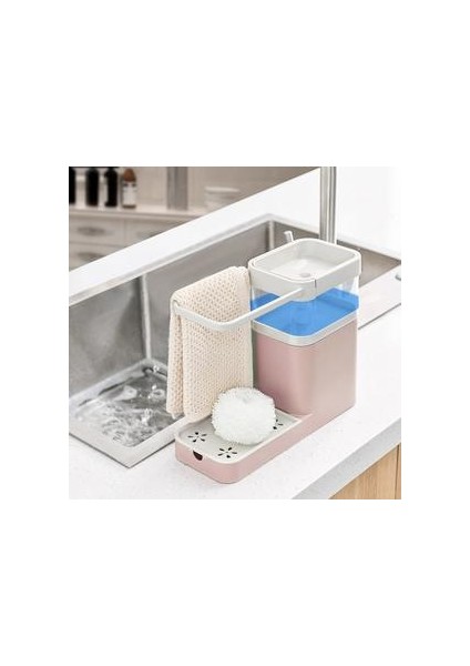 800 ml Yeni Sabun Pompası Dağıtıcı Sünger Tutucu ile Temizleme Sıvı Dispenser Konteyner Basın Sabun Organizatör Mutfak Temizleyici Araçları | Raflar ve Amp;sahipler (Pembe) (Yurt Dışından) fırsatları