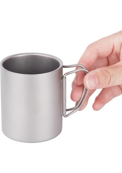 Lıxada Kamp Titanyum Kupa Çift Duvar Titanyum Kupa Açık Piknik Tencere Kahve Su Kupa Katlanabilir Kolu ile 180 ml 750ML | Açık Hava Tablosu (Yurt Dışından)