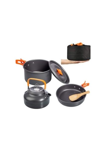 Kamp Tencere Seti Açık Çaydanlık Sofra Seyahat Mutfak Tencere Gereçleri Piknik Pişirme Ekipmanları Tencere Seti Kamp Malzemeleri | Açık Hava Tablosu (Yurt Dışından)