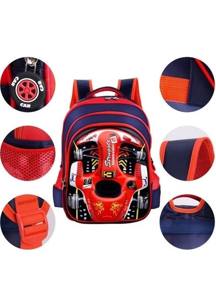 3D Suya Dayanıklı Erkek Sırt Çantası Sevimli Araba Karikatür Okul Kitap Çantası (Sarı) (Yurt Dışından) modelleri