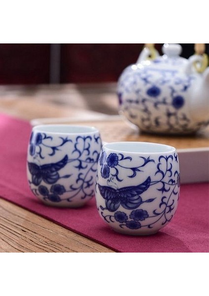 1 Adet Çin Seramik Çay Kupası Beyaz Porselen Kung Fu Cups Çömlekçilik Kolu ile Drinkware Şarap Kahve Kupa Teacup | Teacups (Yurt Dışından) fiyatları