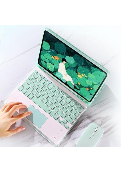 Qwert Kablosuz Klavye Için ipad Pro 11 Klavye Candy Renkli Deri Için Touchpad ile (Yeşil) (Yurt Dışından)