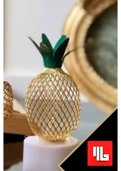 Pil Gold Metal Ananas Figür Mini Gece ve Masa Dekor Lambası LED Pilli fiyatları