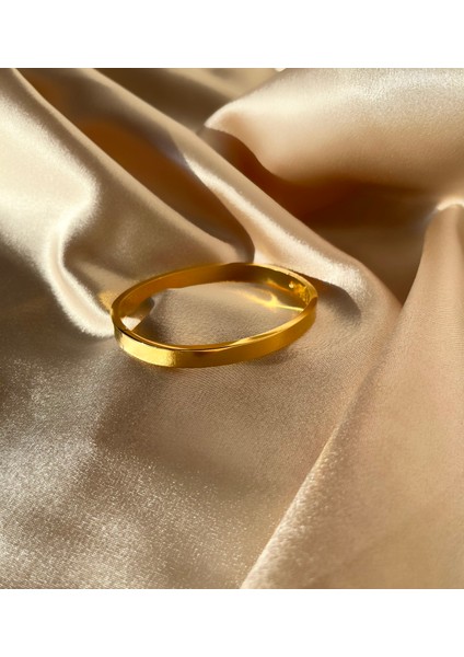 Düz Gold Çelik Kelepçe Bileklik