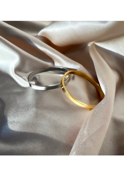 Düz Gold Çelik Kelepçe Bileklik modelleri