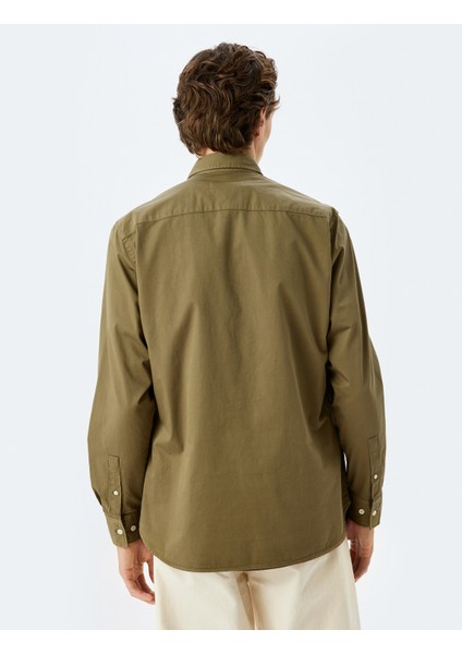 Basic Gömlek Uzun Kollu Yarım Italyan Yaka Düğmeli Pamuklu fırsatları