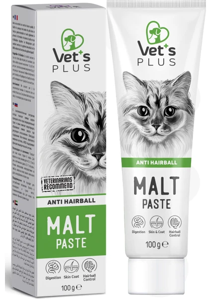 Vet's Plus Anti-Hairball Malt Macun 100gr (Tüy Yumağı Önleyici)