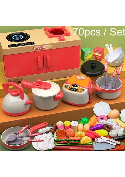 70 Adet Takım Çocuk Simülasyon Mutfak Pişirme Eğitici Oyunca Set (Yurt Dışından)