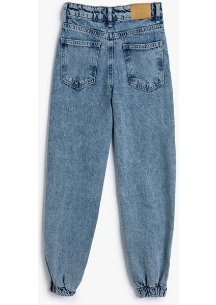 Kız Çocuk Kot Pantolon Beli ve Paçası Lastikli Pamuklu - Jegging Jean fiyatları