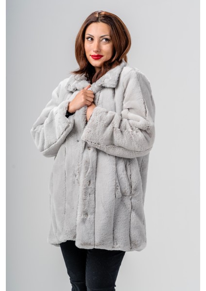 Gri Peluş Cepli Çıtçıt Düğmeli Dik Yaka Mont indirimleri