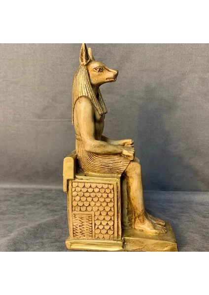 El Yapımı 2'li Anubis Figürü Dekoratif Biblo - 7 x 24 cm