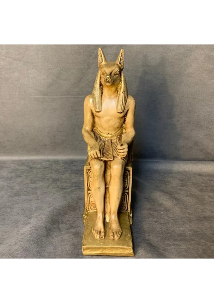 El Yapımı 2'li Anubis Figürü Dekoratif Biblo - 7 x 24 cm