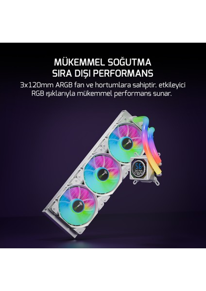 Skadi Square 360 ARGB Beyaz (RGB Borulu) 360mm Cpu Sıvı Soğutma