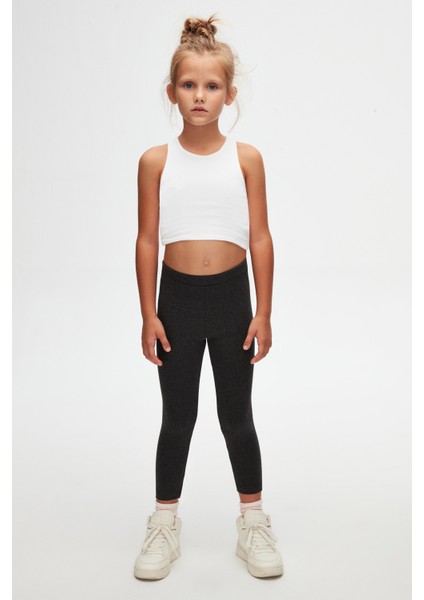 Antrasit Basic Kız Çocuk Kışlık Tayt