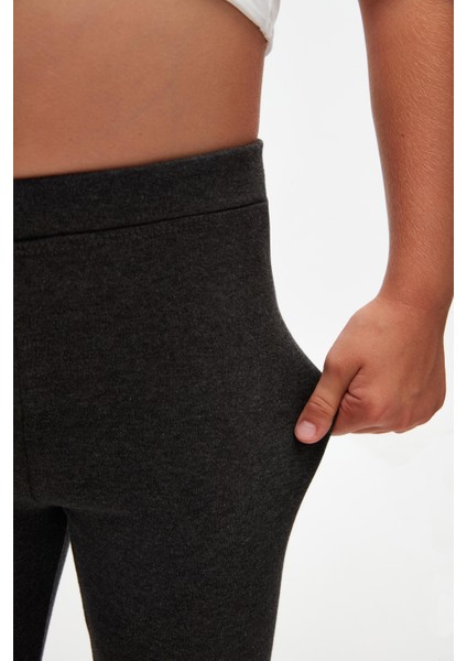 Antrasit Basic Kız Çocuk Kışlık Tayt modelleri