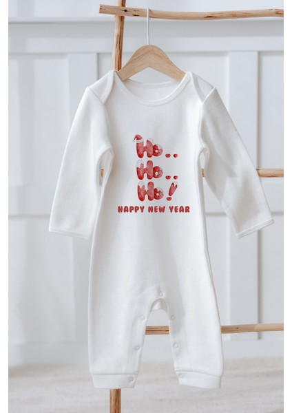 %100 Organik Pamuk Uzun Kollu Yılbaşı Temalı Bebek Tulum