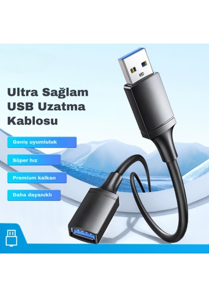 Jasoz 1mt USB Uzatma Kablosu Dişi Erkek Uzatma Kablosu Usb3.0 Male To Usb3.0 Veri Aktarım Kablosu