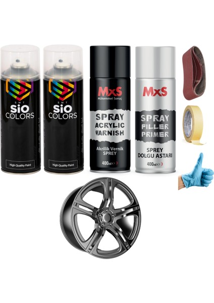 Özel Yapım Jant Sprey Akrilik Boya Seti 400 ml (2 Adet Sprey-1 Adet Vernik-1 Adet Astar)