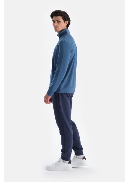 Mavi Erkek Dik Yaka Yarım Fermuarlı Sweatshırt modelleri