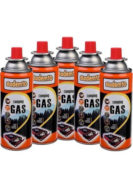Kamp Gazı 5 Adet Bütan Propan Gaz Tüpü Portatif Ocak Kartuşu Tek Kullanımlık Pürmüz 400 ml