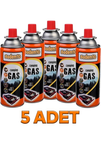 Kamp Gazı 5 Adet Bütan Propan Gaz Tüpü Portatif Ocak Kartuşu Tek Kullanımlık Pürmüz 400 ml