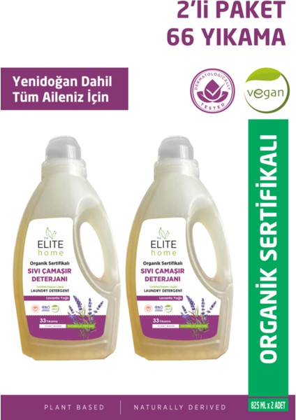 Sıvı Çamaşır Deterjanı 825 ml (Lavanta) x2