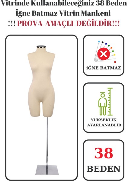 Pantolon Giyebilen 38 Beden Vitrin Amaçlı Terzi Mankeni Vitrin Mankeni (Iğne Batmaz)