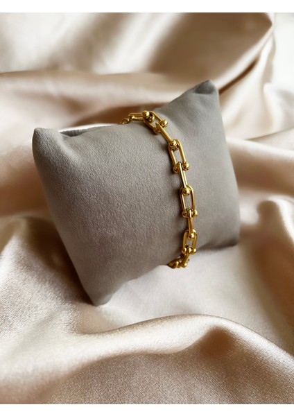 Kalın Düğüm Zincir Gold Çelik Bileklik fiyatları