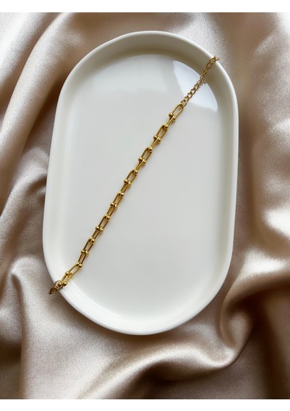 Kalın Düğüm Zincir Gold Çelik Bileklik modelleri