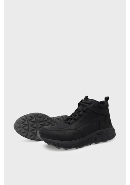 BUL-250058 Siyah Nubuk Erkek Bağlı Yarım Bot fırsatları