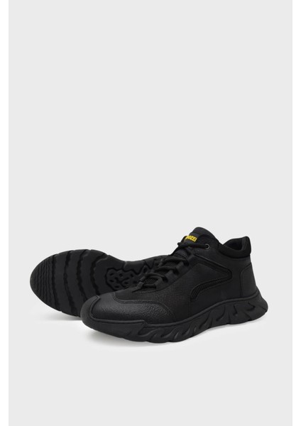 BUL-250053 Siyah Nubuk Erkek Bağlı Yarım Bot fırsatları