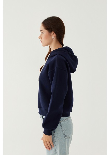 Kapüşonlu Fermuarlı Kadın Sweatshirt 018