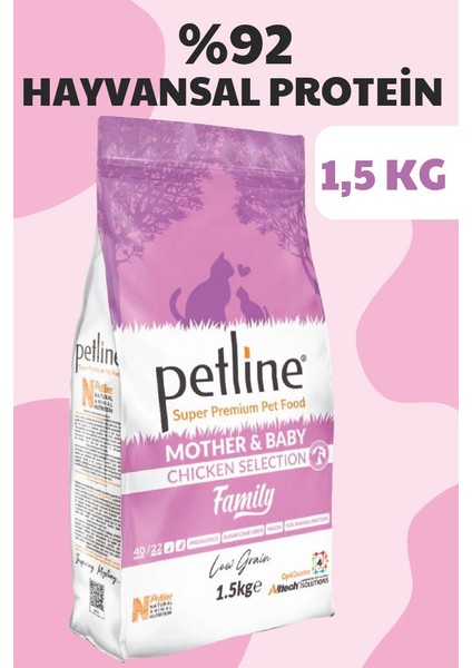 Family Mother & Baby Tavuklu Düşük Tahıllı Yavru Kedi Maması 1,5 kg