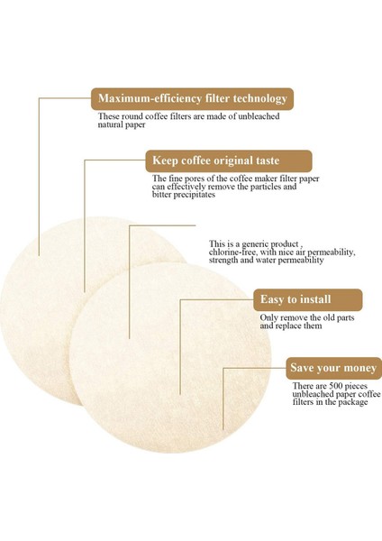 1000 Adet Yedek Kağıt Filtreler Yuvarlak Kahve Makinesi Kahve ve Espresso Makineleri Için Tek Kullanımlık Filtreler (Yurt Dışından) fırsatları