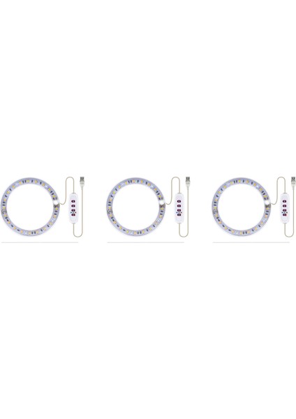 3x LED Büyümek Işık Tam Spektrum Phyto Büyümek Lamba Succulents Için USB Melek Halka Lamba, Çiçek Bitkileri Büyüme (Güneş Işığı) (Yurt Dışından)