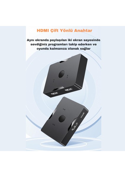 Jazos 2in1 Çift Yönlü HDMI Switch Adaptör, 4K 60Hz, Çift Ekran Bağlantılı Çevirici, Tv,pc,projektör fiyatları