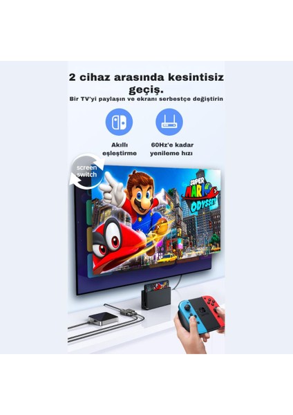 Jazos 2in1 Çift Yönlü HDMI Switch Adaptör, 4K 60Hz, Çift Ekran Bağlantılı Çevirici, Tv,pc,projektör indirimleri