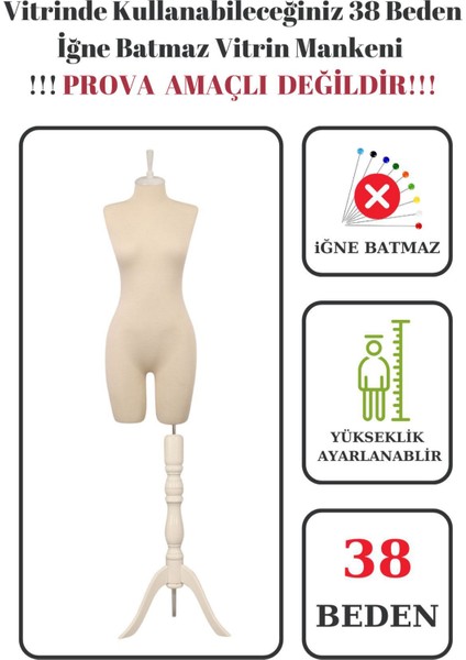 Pantolon Giyebilen 38 Beden Vitrin Amaçlı Terzi Mankeni Vitrin Mankeni (Iğne Batmaz)