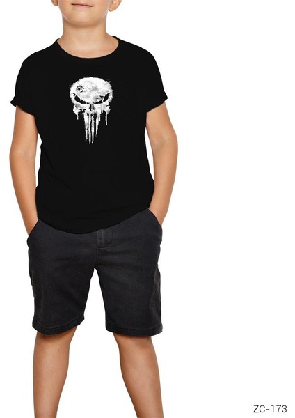 Punisher Damaged Siyah Çocuk Tişört