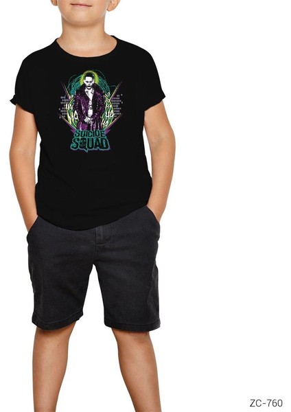Suicide Squad Joker Retro Siyah Çocuk Tişört