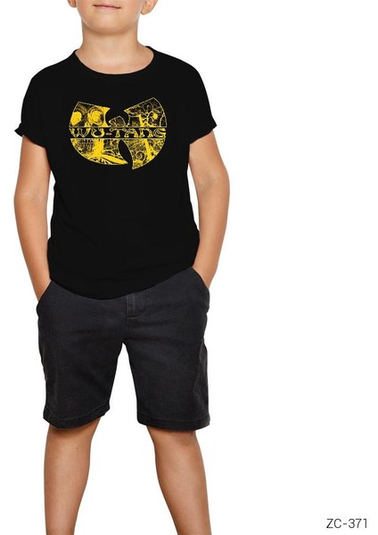 Wu Tang Stencil Logo Siyah Çocuk Tişört