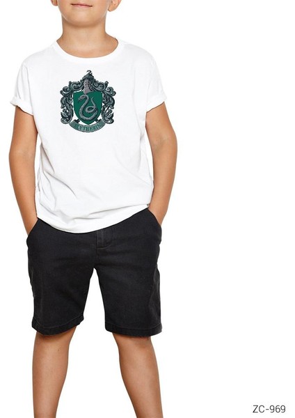 Harry Potter Slytherin Beyaz Çocuk Tişört